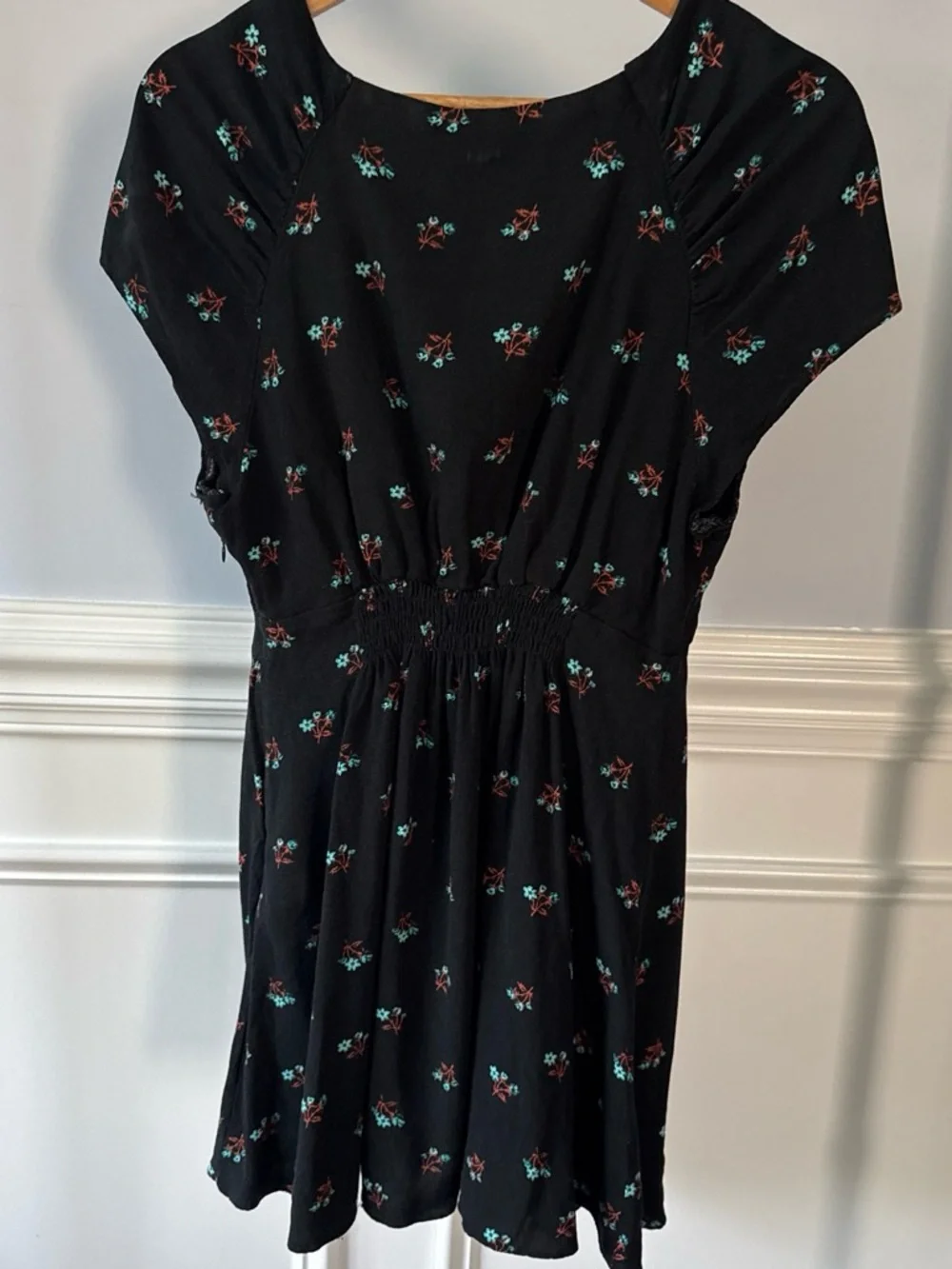 Free People Everyone's Favorite Viscose Mini Dress Black Floral M Medium